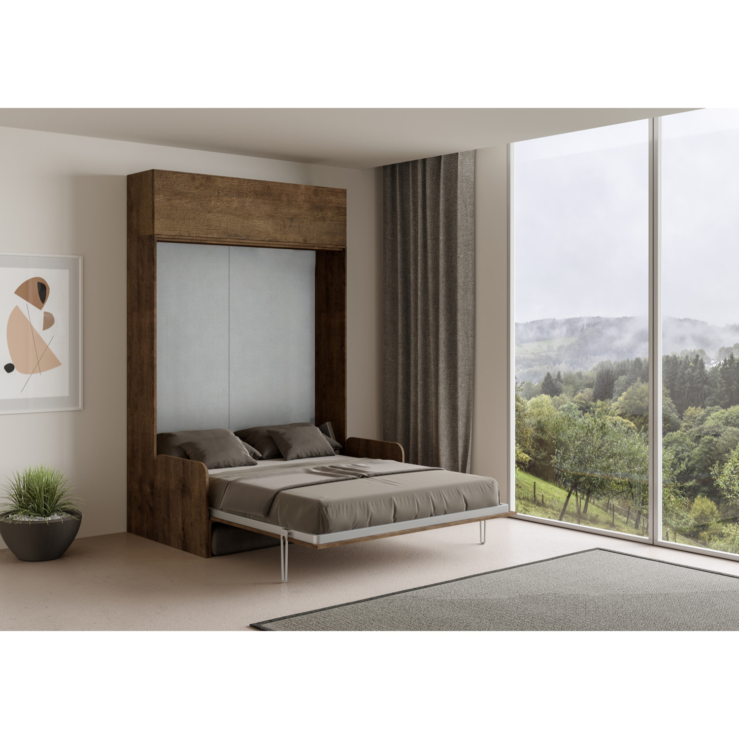 Letto matrimoniale Sofà Kentaro noce con pensile vasistas (ALESSIA 20)