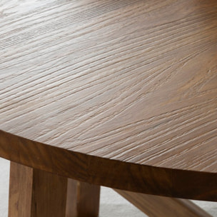 Table à manger Nevile -bois massif d'araucaria-couleur noyer 120 x 78 x 120 cm