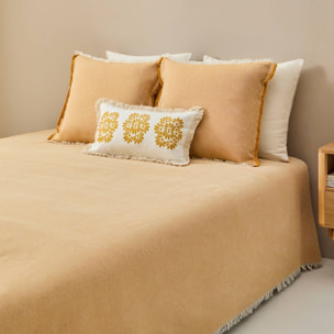 Fular tejido con flecos Chicham color amarillo Hilo reciclado