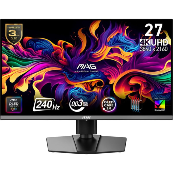 Ecran PC Gamer MSI MAG 272UP X24 27" 4K 240Hz QD-OLED HDR True Black 400 HDMI 2.1 USB-C 15W Adaptive-Sync