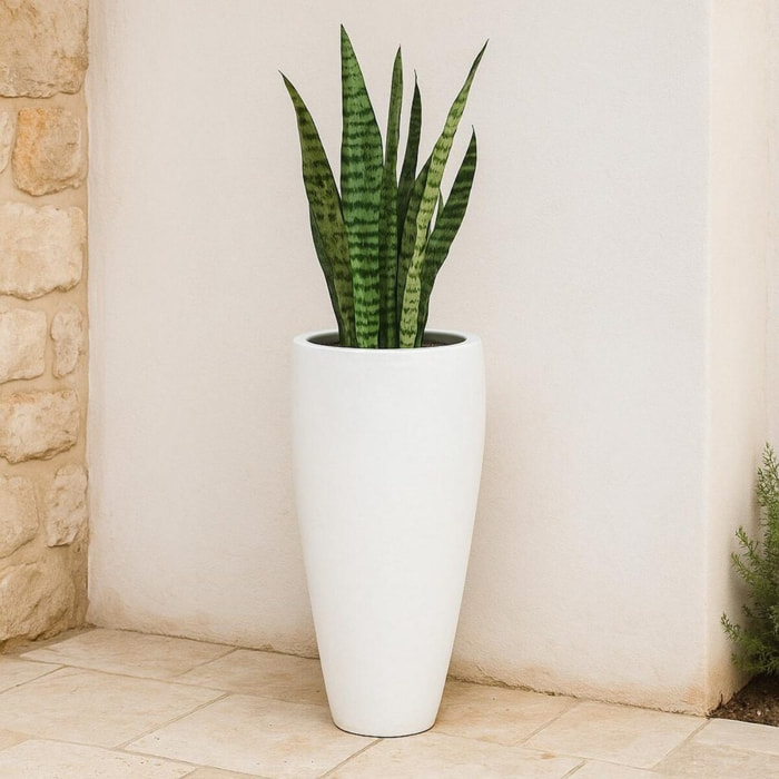 Vaso in ceramica bianco lucido 38x72 cm - Tropicana