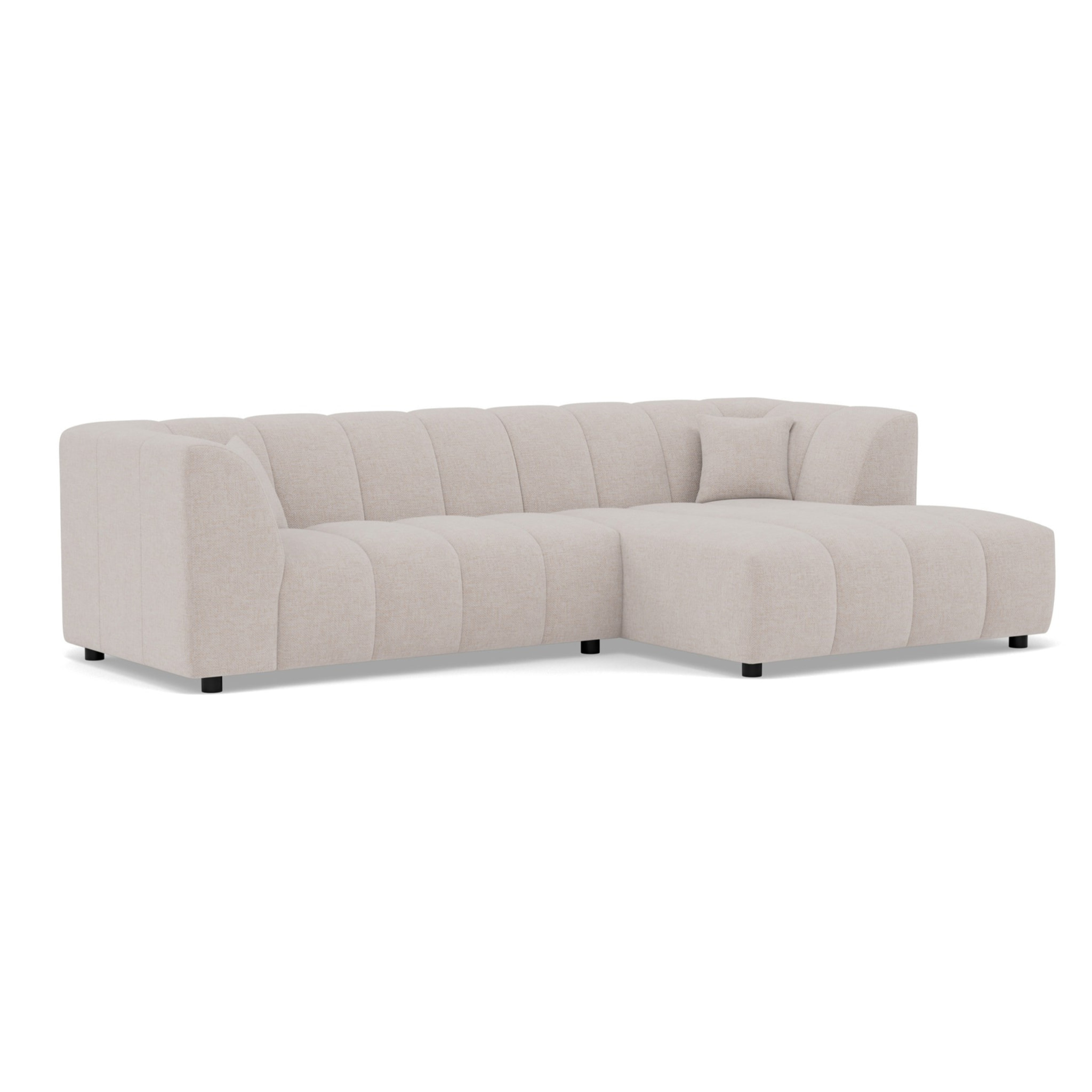 Curtis - canapé d'angle droit 4 places avec accoudoir en tissu texturé - Beige