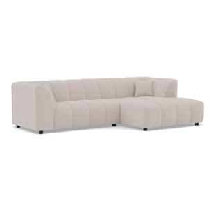 Curtis - canapé d'angle droit 4 places avec accoudoir en tissu texturé - Beige