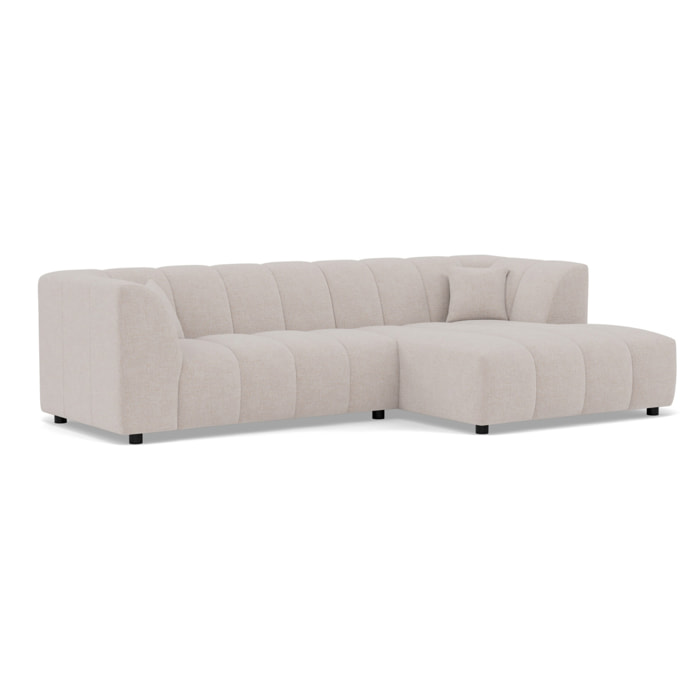 Curtis - canapé d'angle droit 4 places avec accoudoir en tissu texturé - Beige