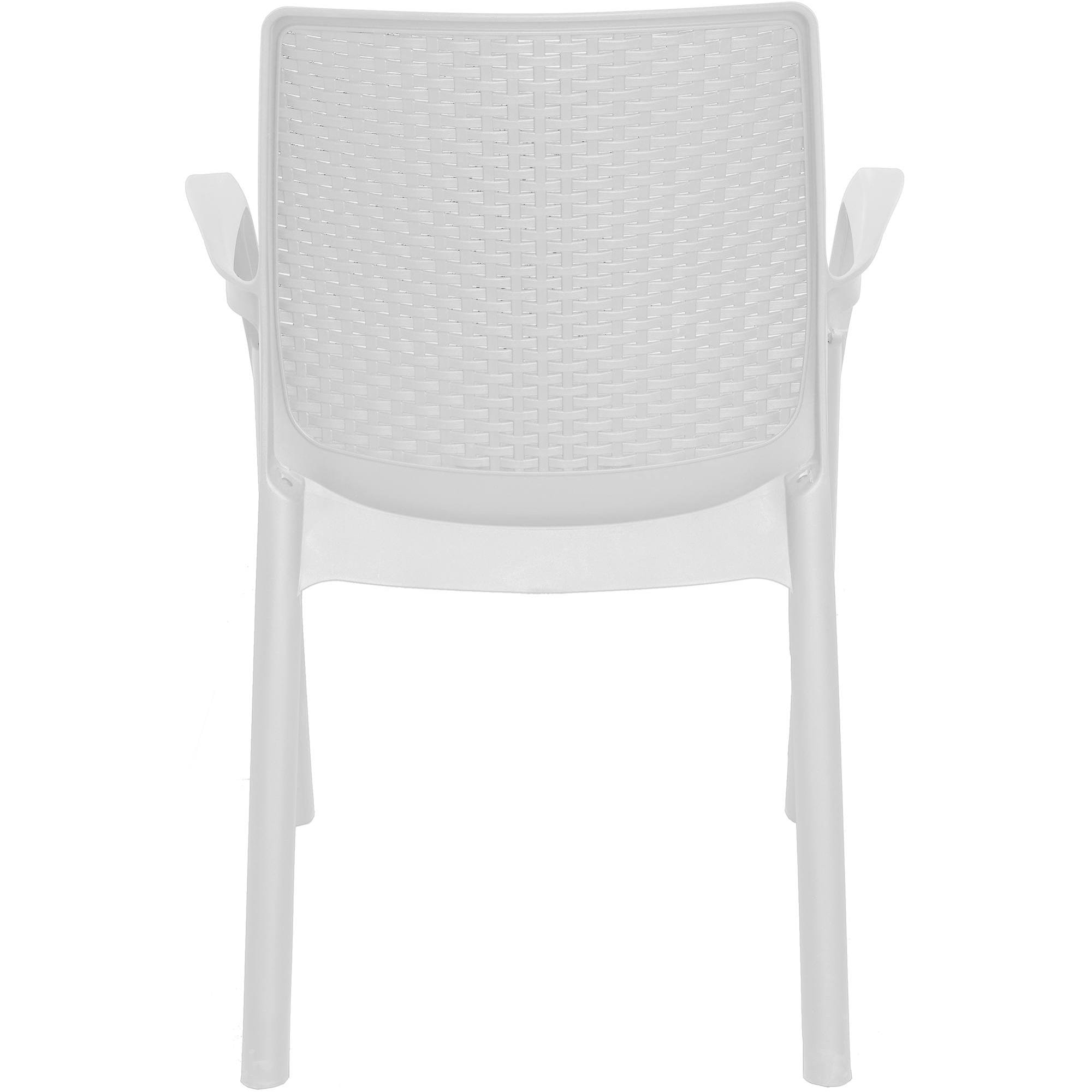 Sedia da esterno Viterbo, Seduta da giardino, Sedia per tavolo da pranzo, Poltrona outdoor effetto rattan, 100 % Made in Italy, Set da 4, Cm 54x60h82, Bianco