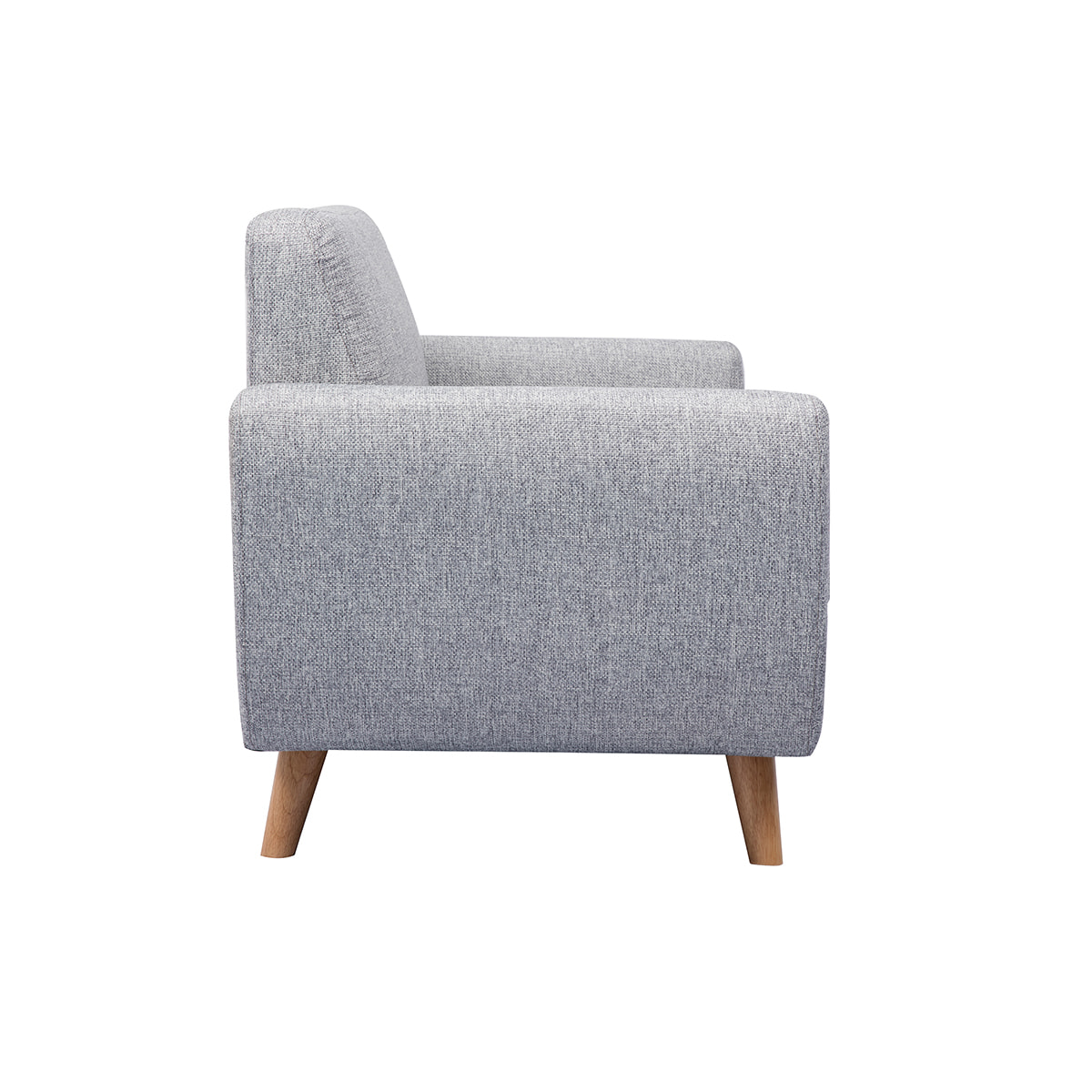 Canapé scandinave 2 places en tissu gris et bois clair PURE