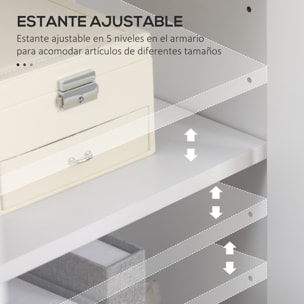 Vitrina de Salón Estantería Librería con Puertas de Vidrio Estante Ajustable y Bisagras de Cierre Suave para Estudio Oficina Dormitorio 60x30x116 cm Blanco