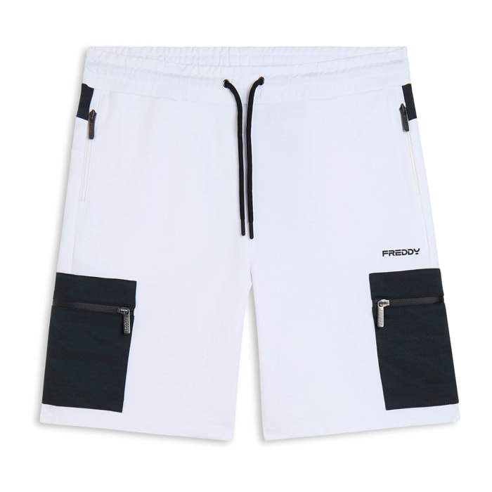 Pantaloni corti sportivi con tasconi stampa fantasia