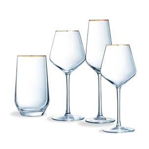 Ensemble 16 verres Ultime Bord Or - Cristal d'Arques