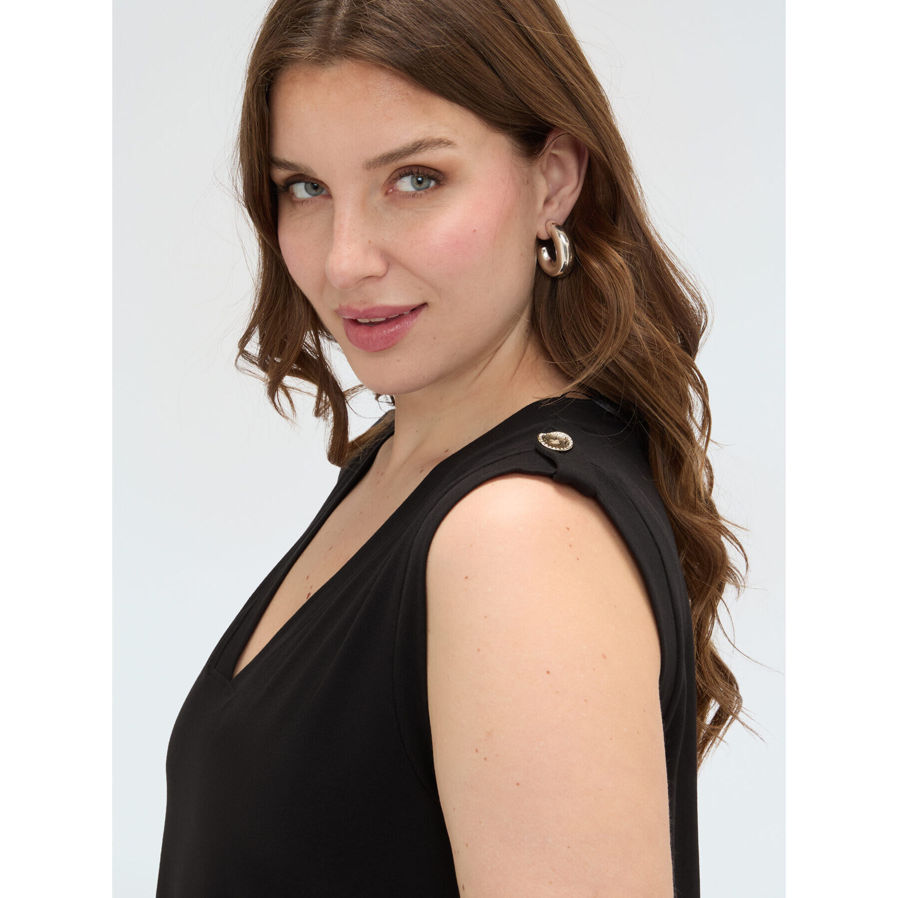 Fiorella Rubino - Vestido largo con escote en V - Negro
