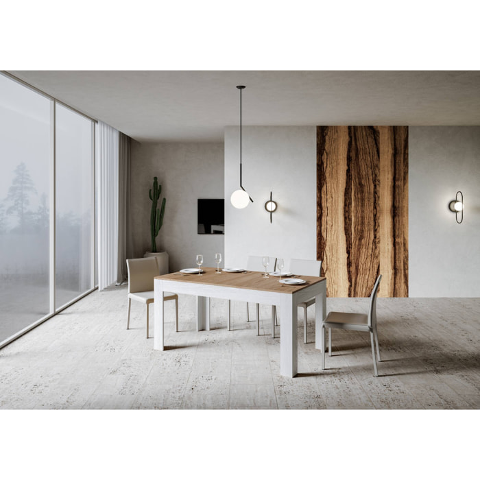 Tavolo allungabile 90x160/220 cm Bibi Mix piano Quercia Natura - base Bianco Frassino