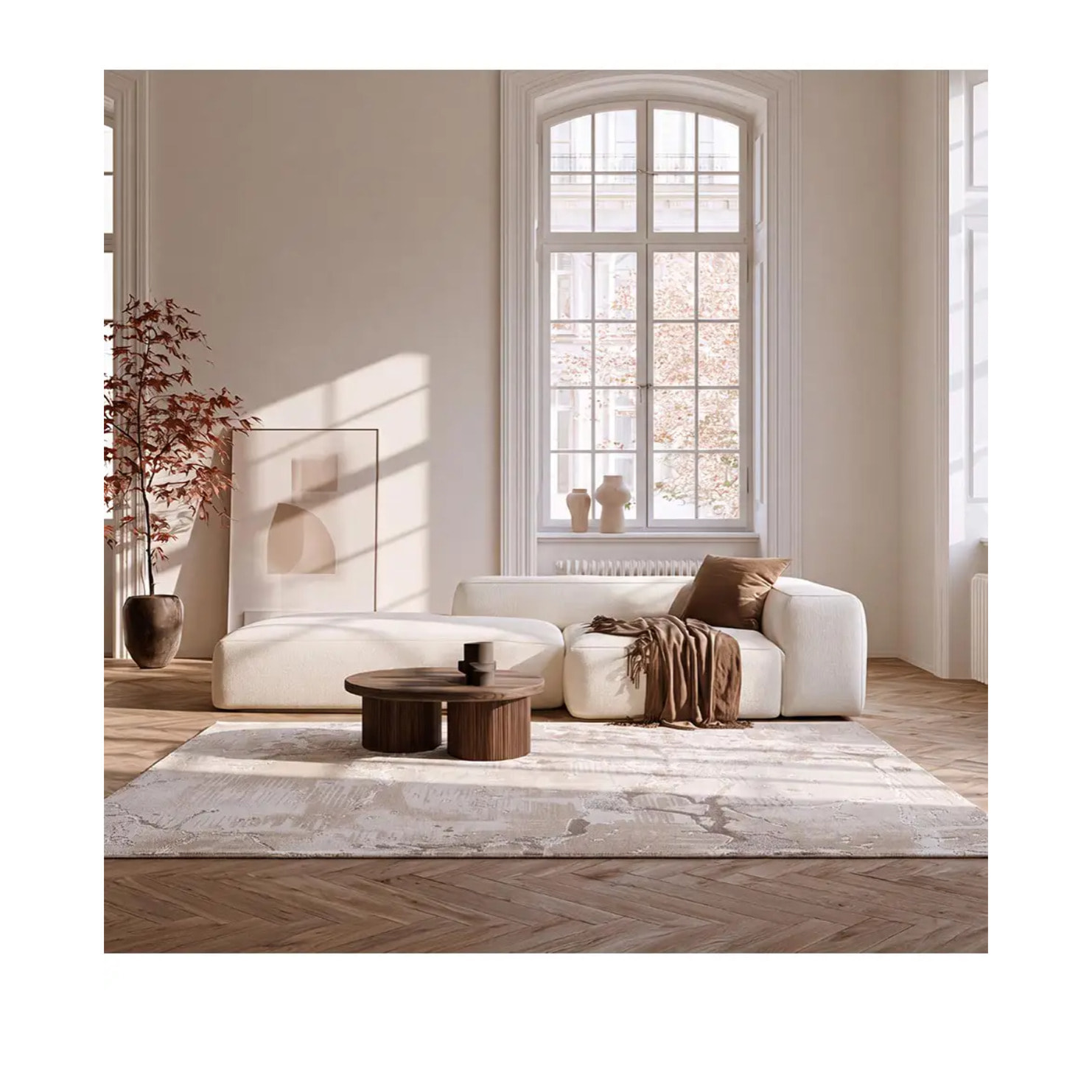 ORIS Alfombra efecto marmol con relieve beige, varias medidas disponibles.