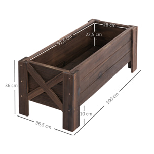 Jardinera de Madera Arriate Rectangular para Flores y Plantas 100x36,5x36cm