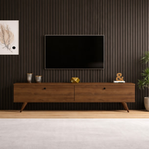 Meuble TV 160cm avec deux placards noyer HOLY