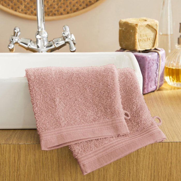 Lot de 2 gants de toilette éponge ''Spa'' 15 x 21 cm / 400 gr/m² - ''Spa'' Blush