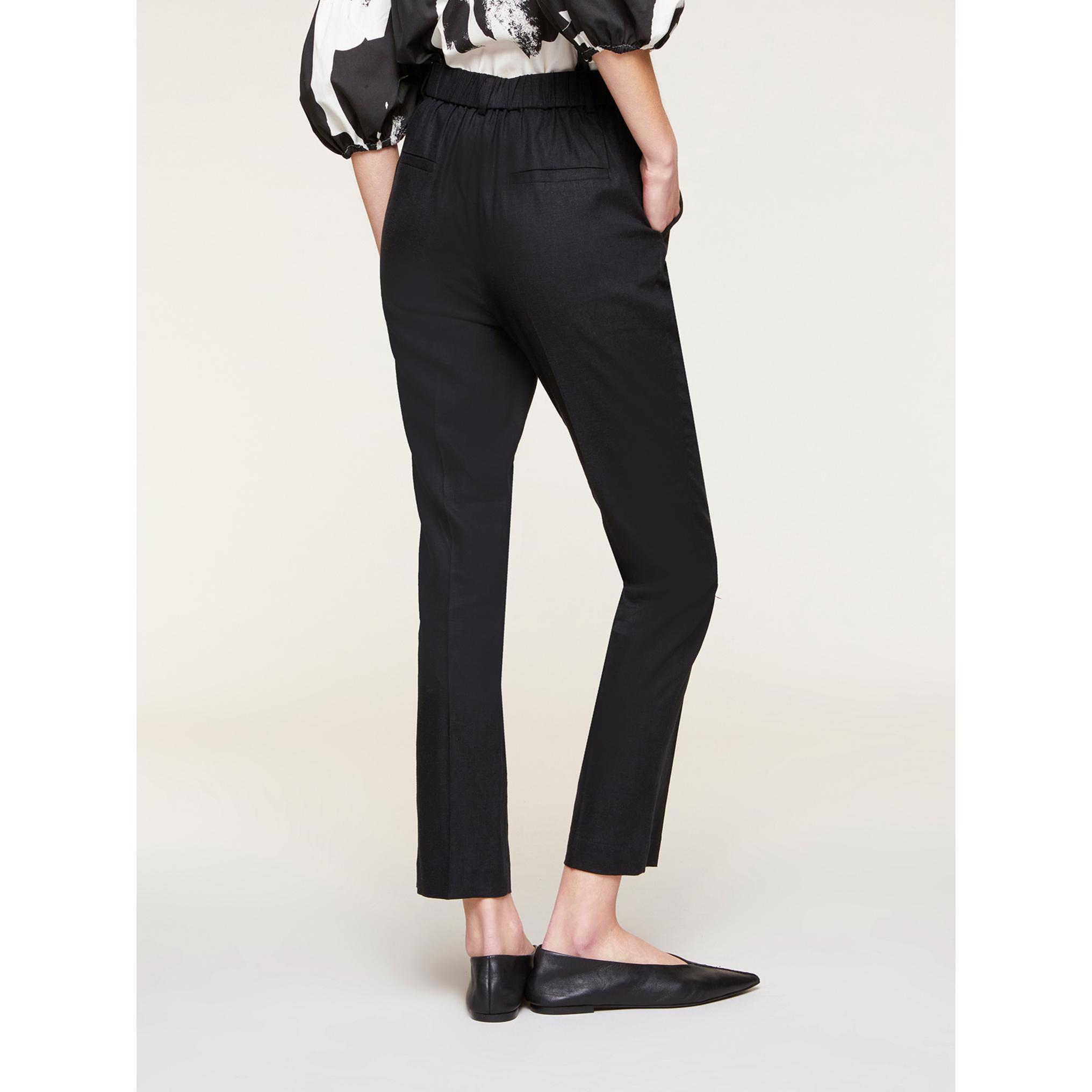 Motivi - Pantalones regular de lino viscosa - Negro