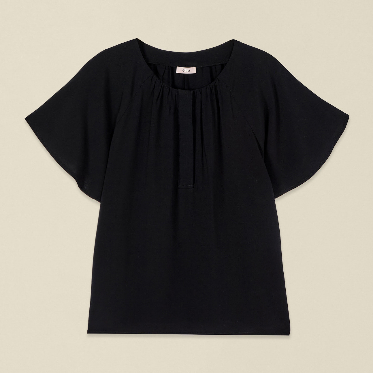 Oltre - Blusa in viscosa con drappeggio - Nero