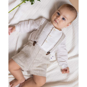 BERMUDA CON TIRANTES LINO BEIGE