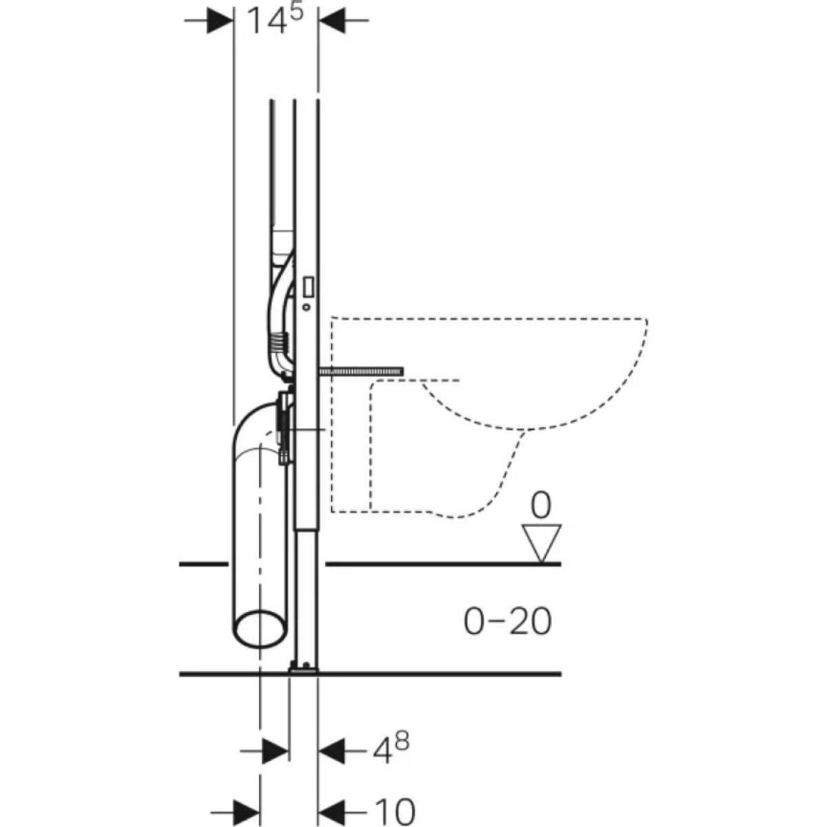 Duofix Bâti-support extra-plat 114 cm UP720, gain de place, avec réservoir à encastrer Sigma 8 cm (111.796.00.1)