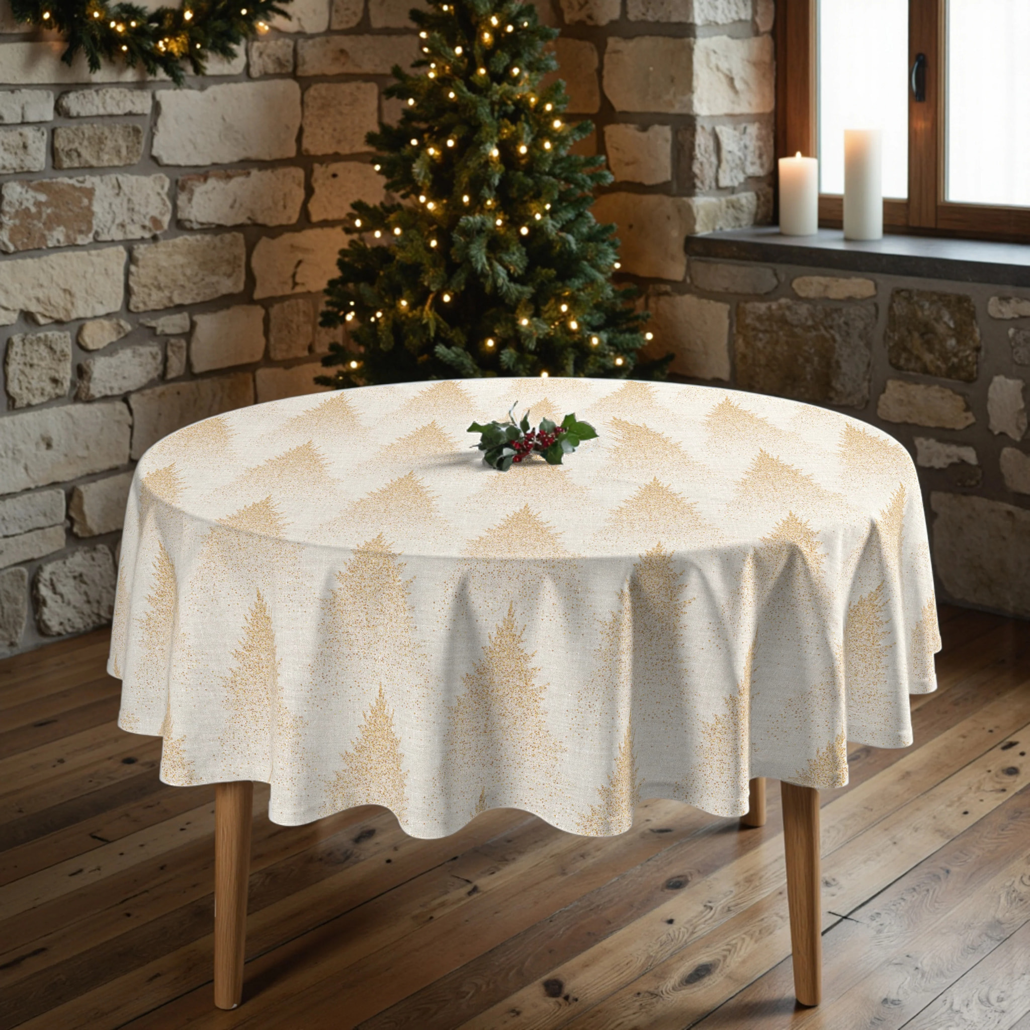 Nappe ronde anti-taches Merry Christmas 72-100