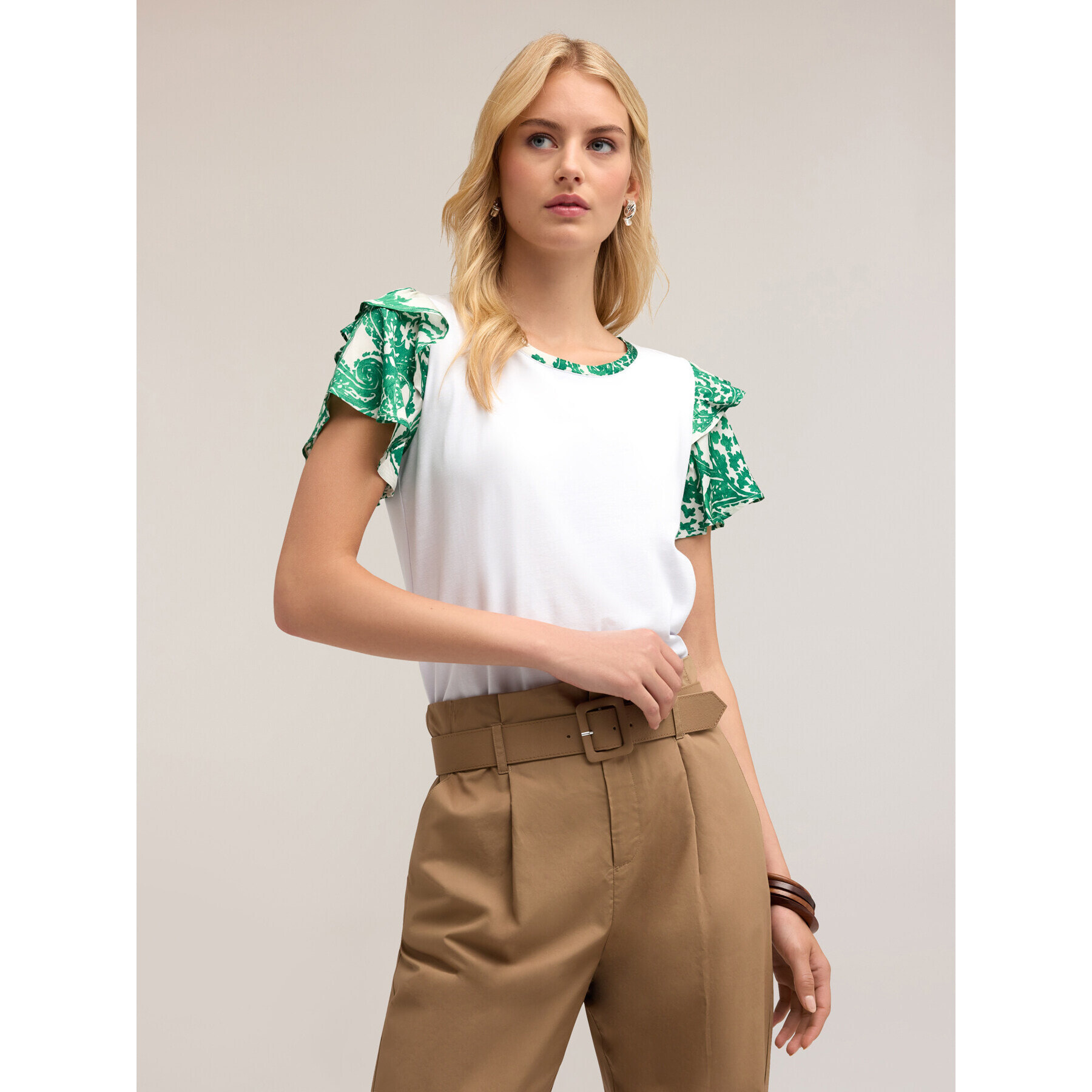 Motivi - T-shirt con maniche stampa paisley - Verde