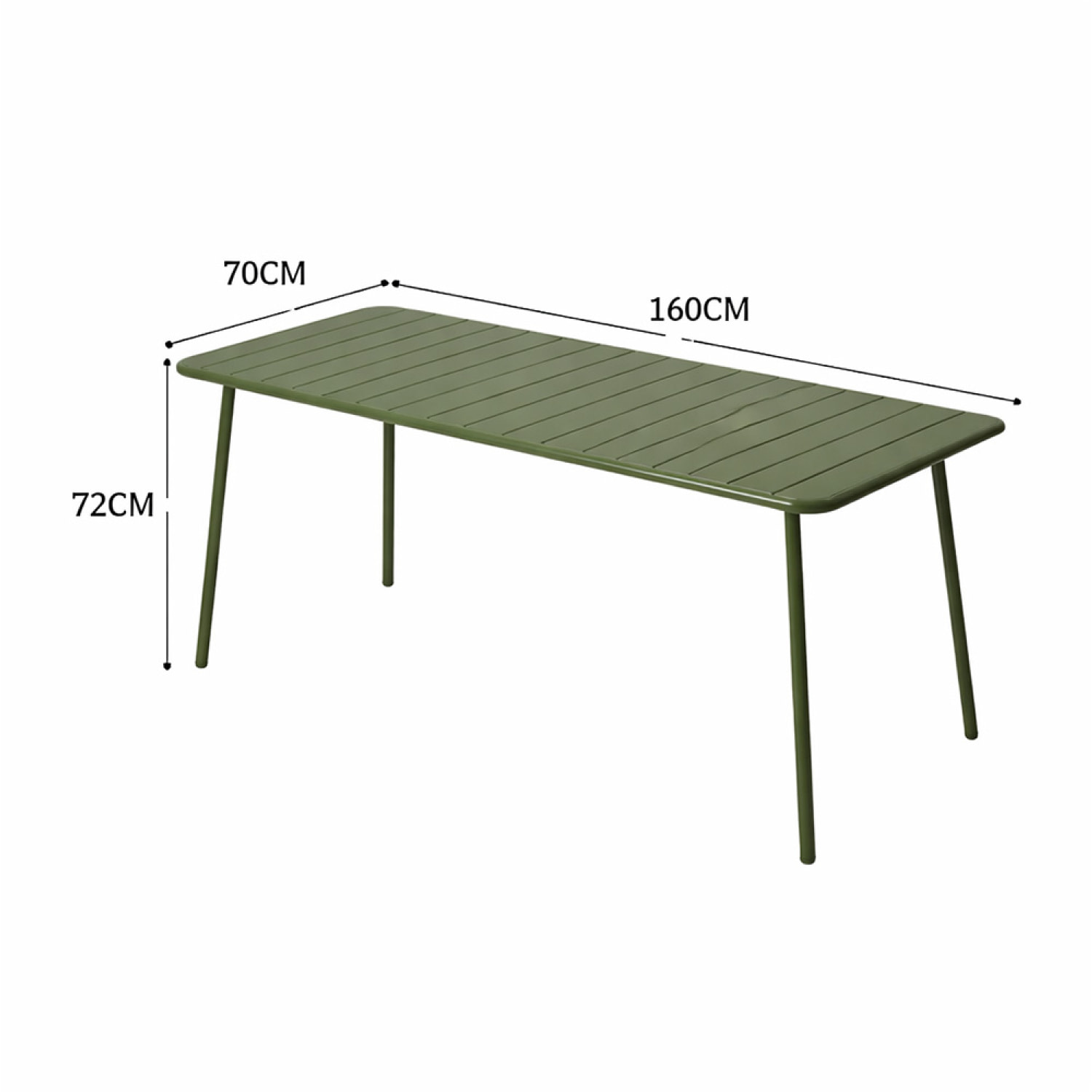 EVORA Table de jardin 6 places 160cm vert
