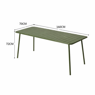 EVORA Table de jardin 6 places 160cm vert