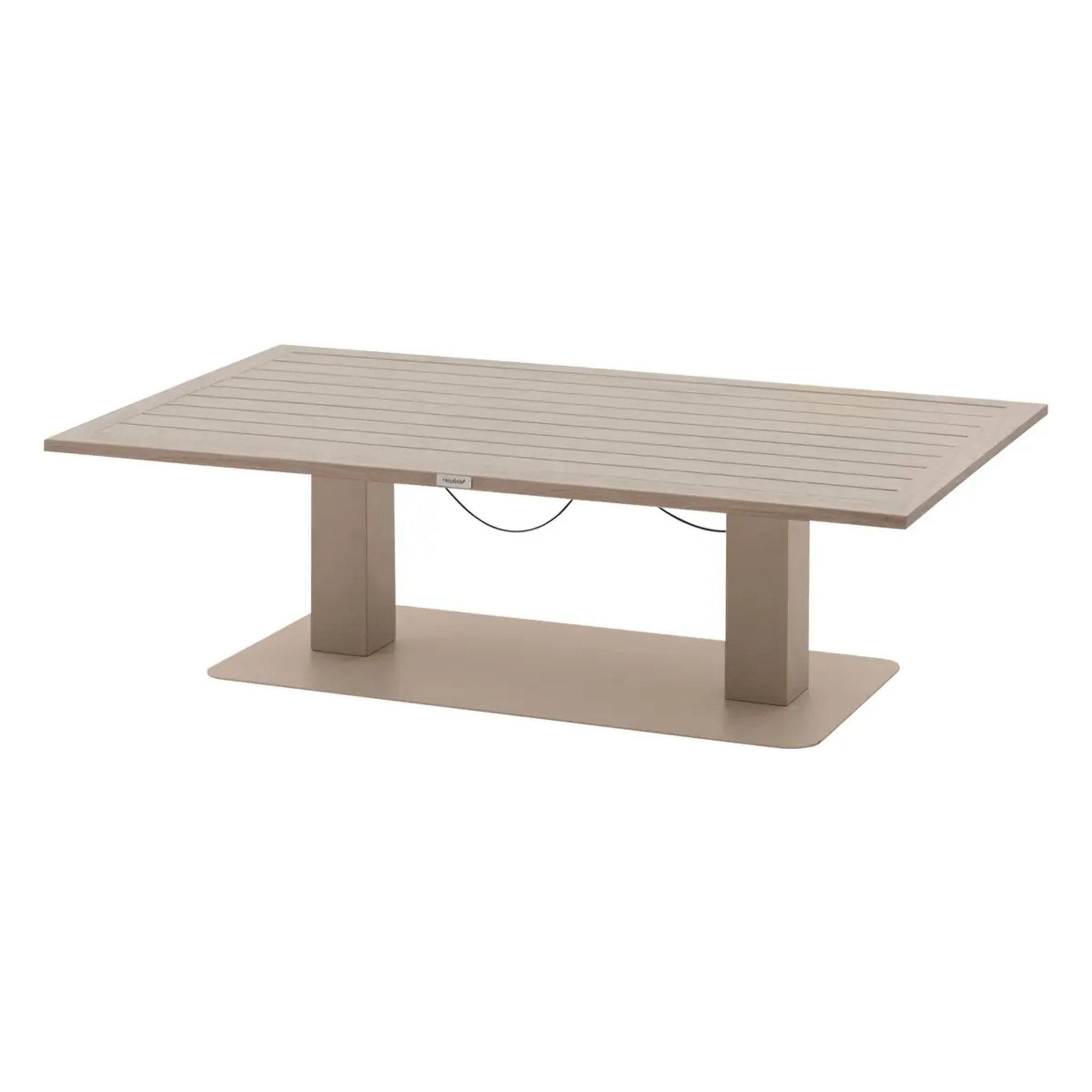 Table de jardin relevable rectangulaire "Salimia" argile & lin 150 x 80 x 69cm en aluminium