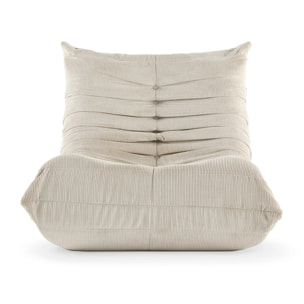 EMILE - Fauteuil en velours côtelé crème