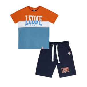 Set da bambino con t-shirt e pantaloncini in cotone Leone New Basic