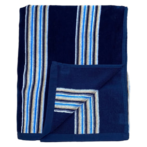 Serviette de plage L éponge velours Jacquard - Milonga Navy - 400g/m²