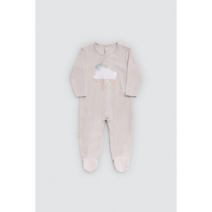 Tutina per neonato a maniche lunghe grigia Rainy Day