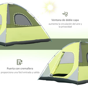 Tienda de Campaña Familiar para 6 Personas UPF30+ Impermeable 300x300x185cm Gris