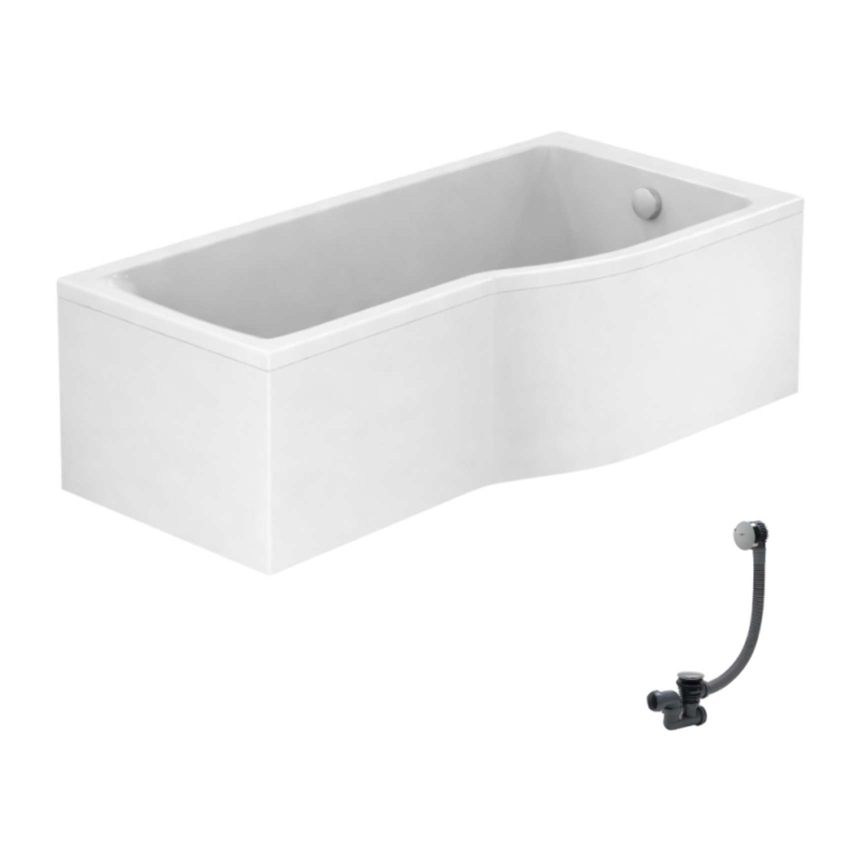 Baignoire bain douche 150 x 80 cm droite Connect Air + tablier + vidage Chromé