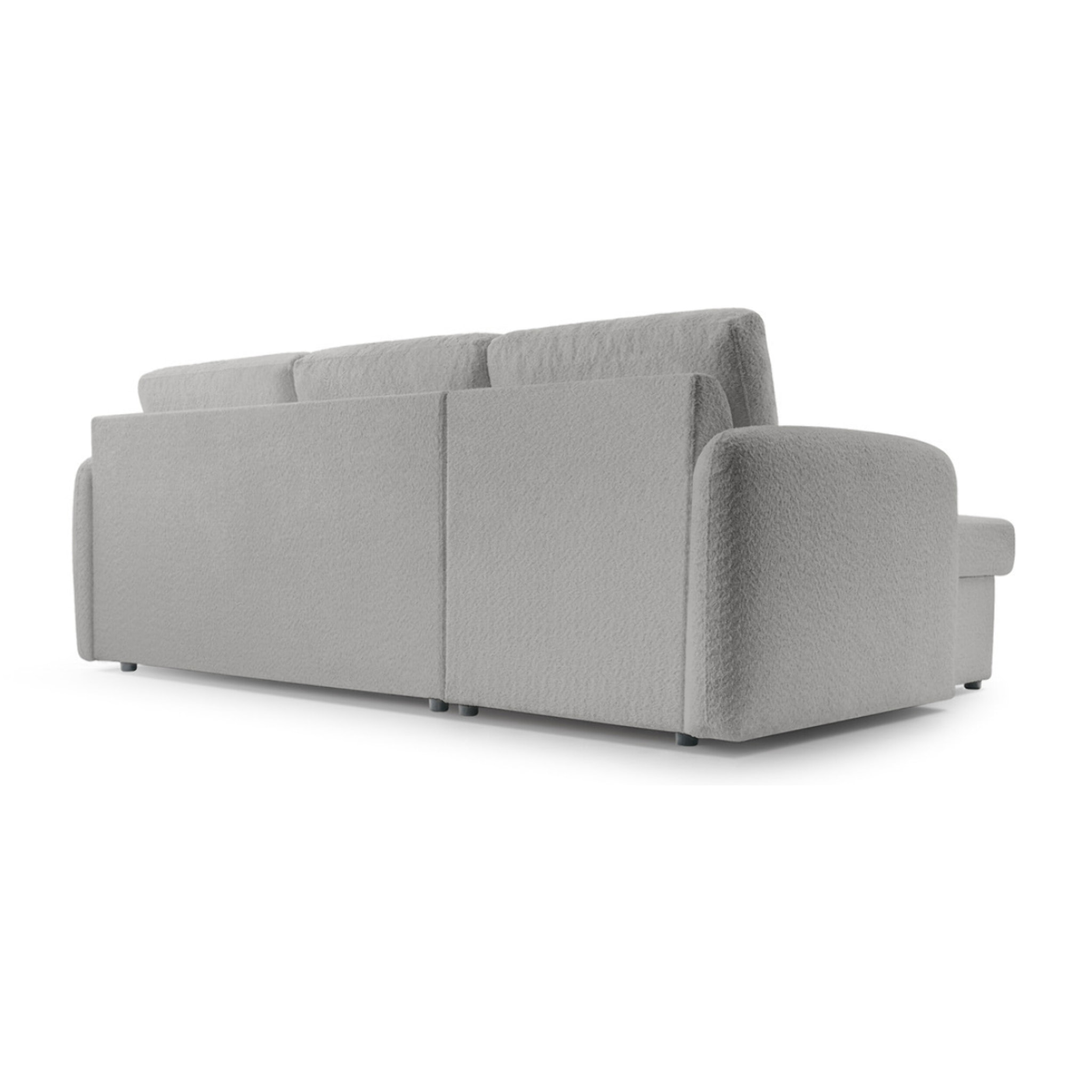 Pocatello - canapé d'angle réversible 4 places - convertible avec coffre - en tissu bouclette - Gris