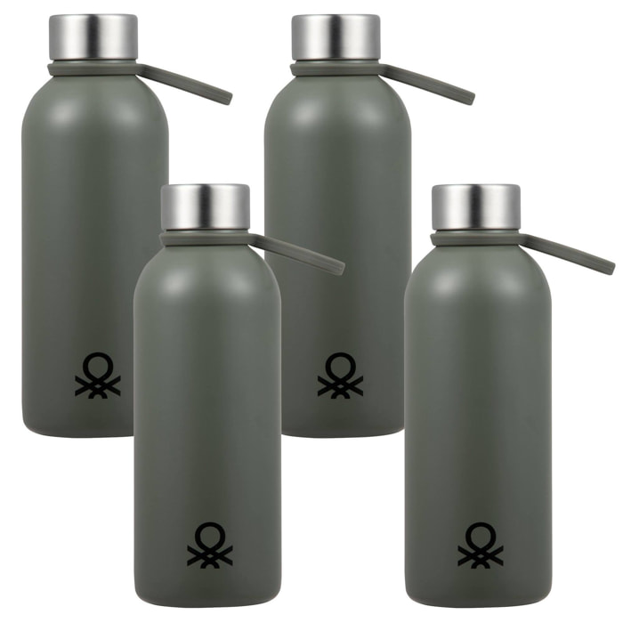 Set de 4 botellas de 500ml gris en acero inoxidable united in green