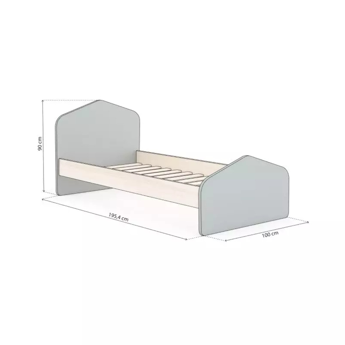 Cama juvenil Misty Cloud Verde Salvia - Oak Soft