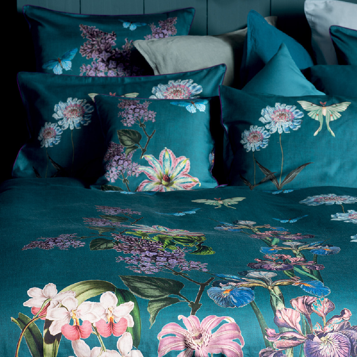Taie d'oreiller Iris canard