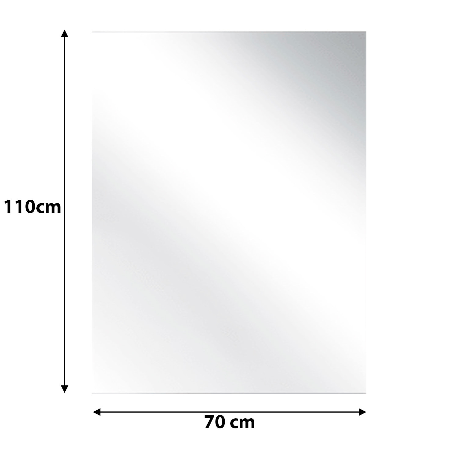 Specchio Rettangolare Filolucido Con Vetro Da 5 mm Bordi a 90&deg; Installazione Verticale e Orizzontale Reversibile Con Pellicola Antiesplosione e Ganci Inclusi Design Moderno Per Bagno Casa 70 X 110 Cm