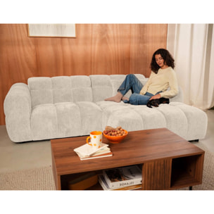Mini Ray - Canapé d'angle droit 4 places en tissu texturé - Beige