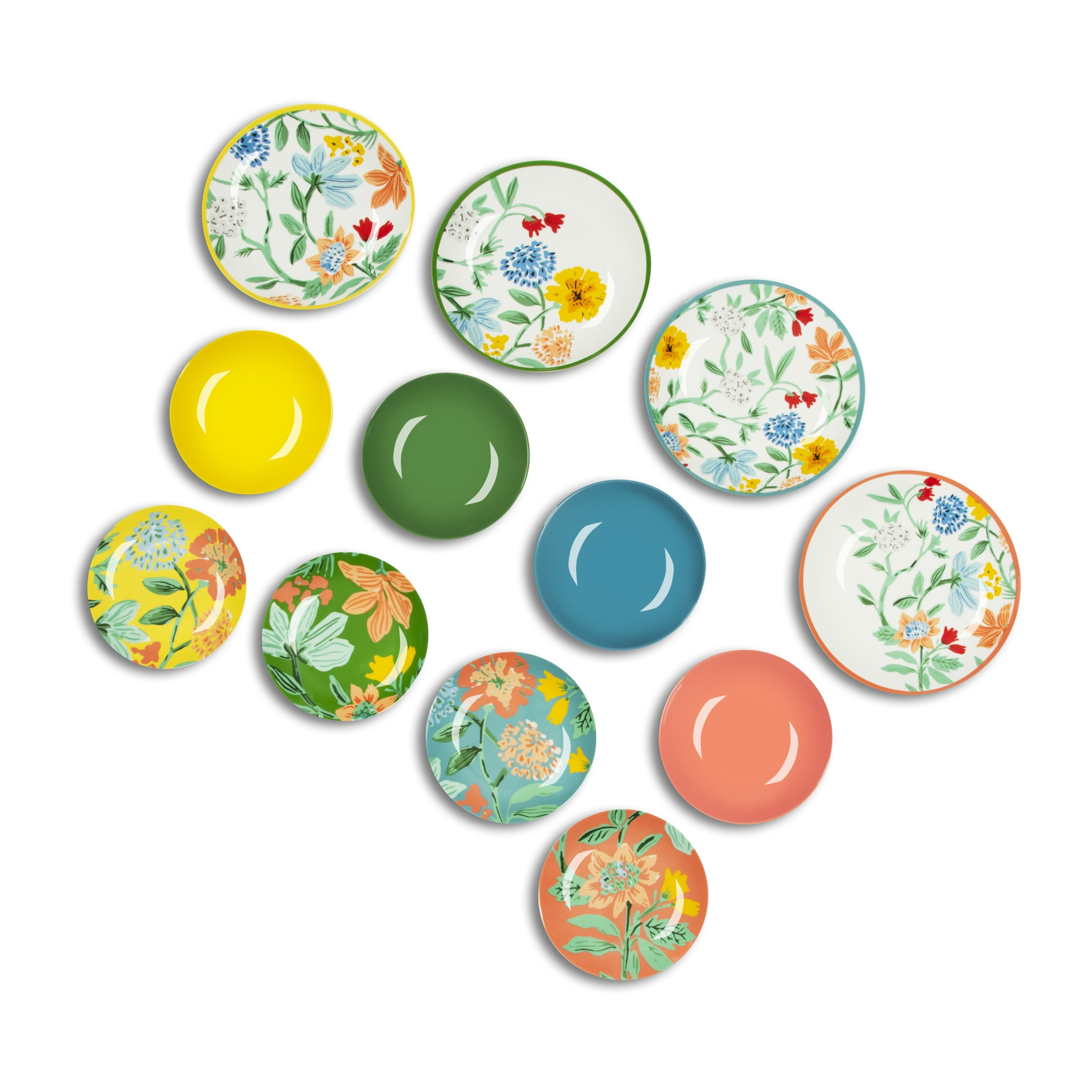 Service 12 assiettes Excelsa Eze Sur Mer, porcelaine et stoneware, multicolore