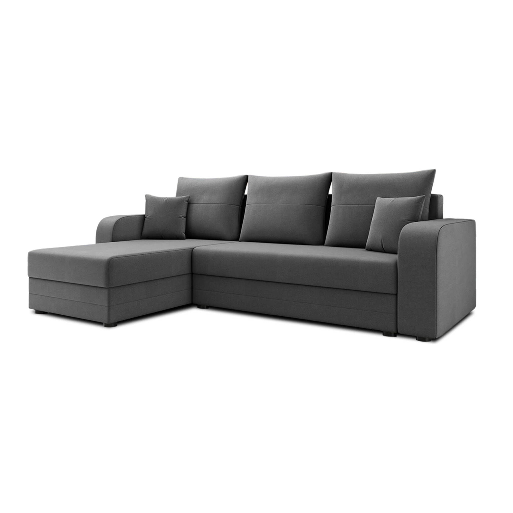 Harvey - Canapé d'angle réversible 4 places convertible avec coffre en velours - Gris