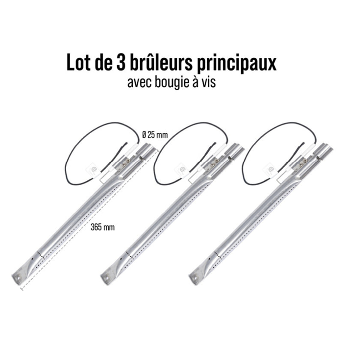Lot 3 brûleurs avec bougie a vis