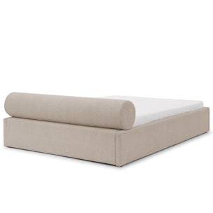 Billy - lit coffre - 140x190 cm - en tissu texturé - sommier inclus - Gris clair