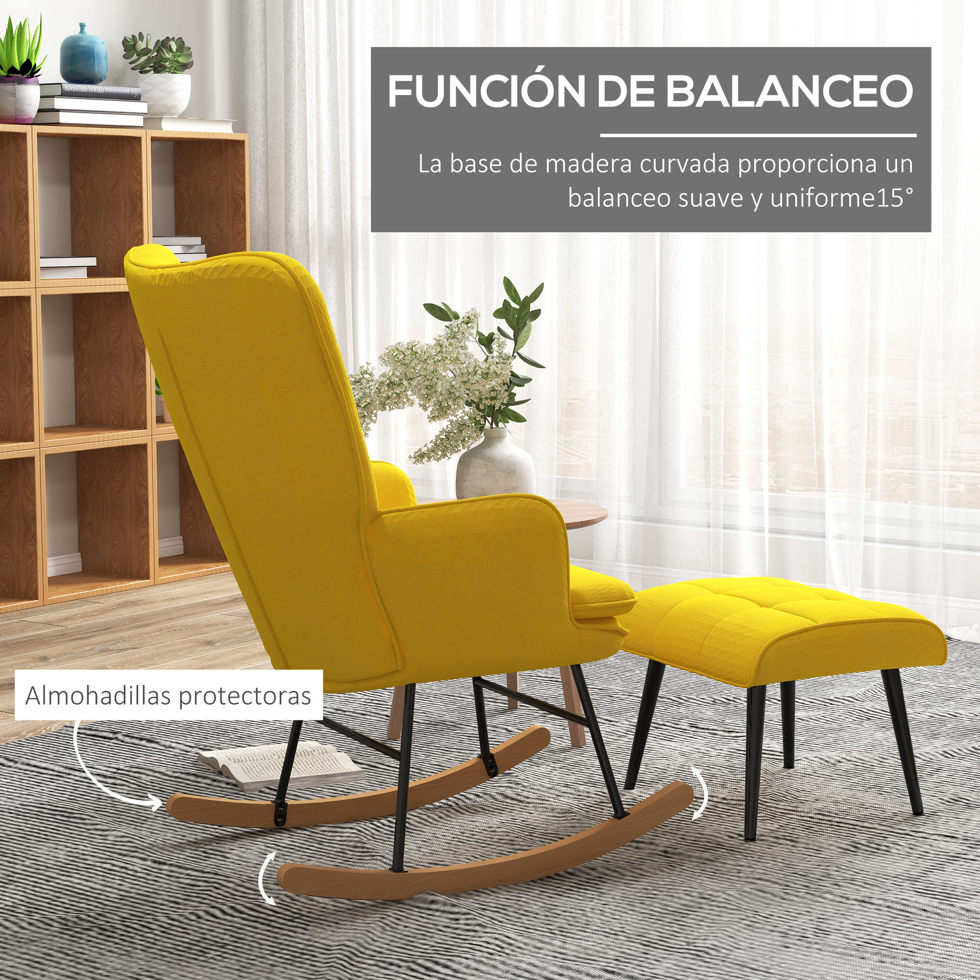 Silla Mecedora con Reposapiés Mecedora para Lactancia con Cojín Acolchado y Reposabrazos Carga 130 kg Mecedora para Salón Dormitorio