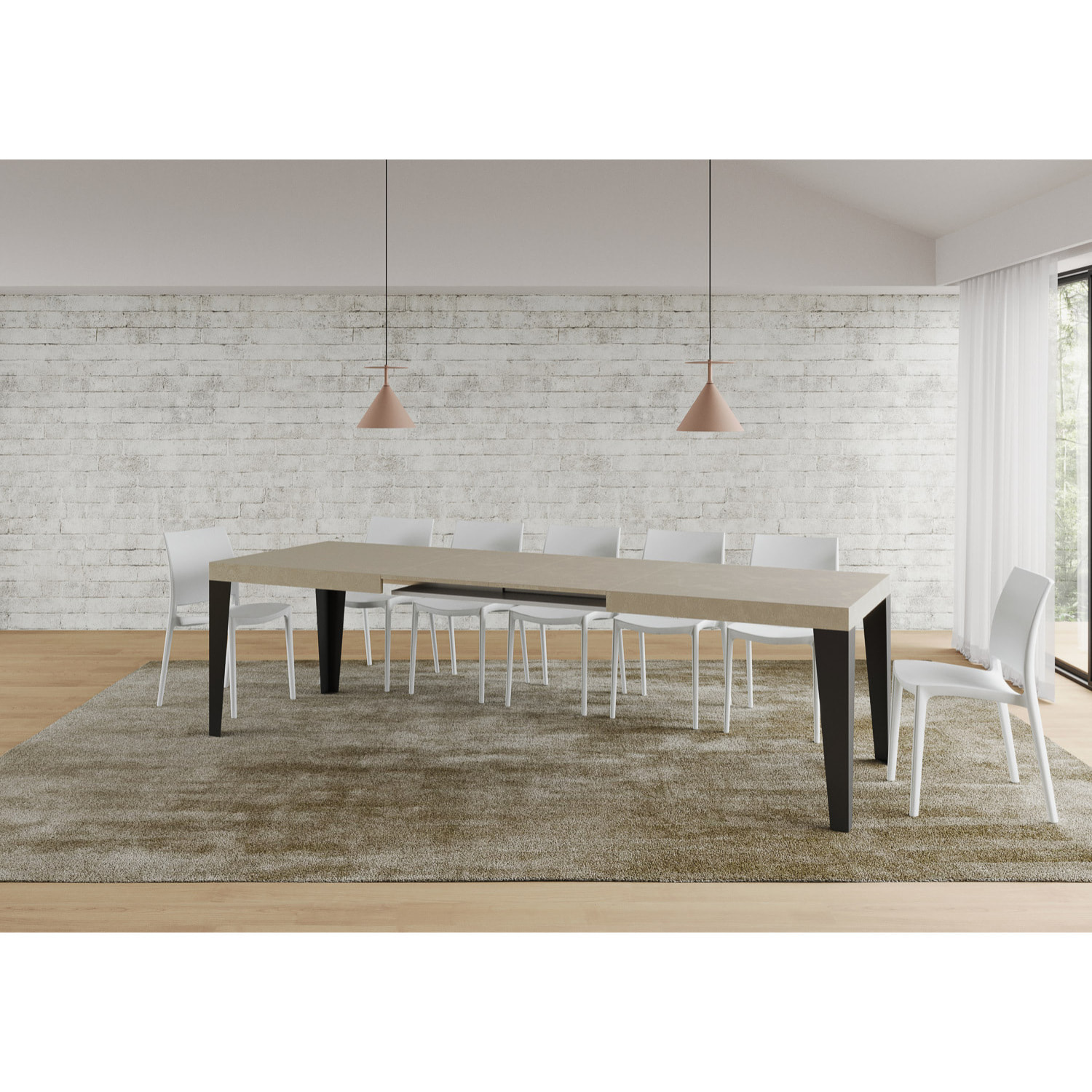 Mesa extensible 90x200/460cm Flame cachemira patas antracita