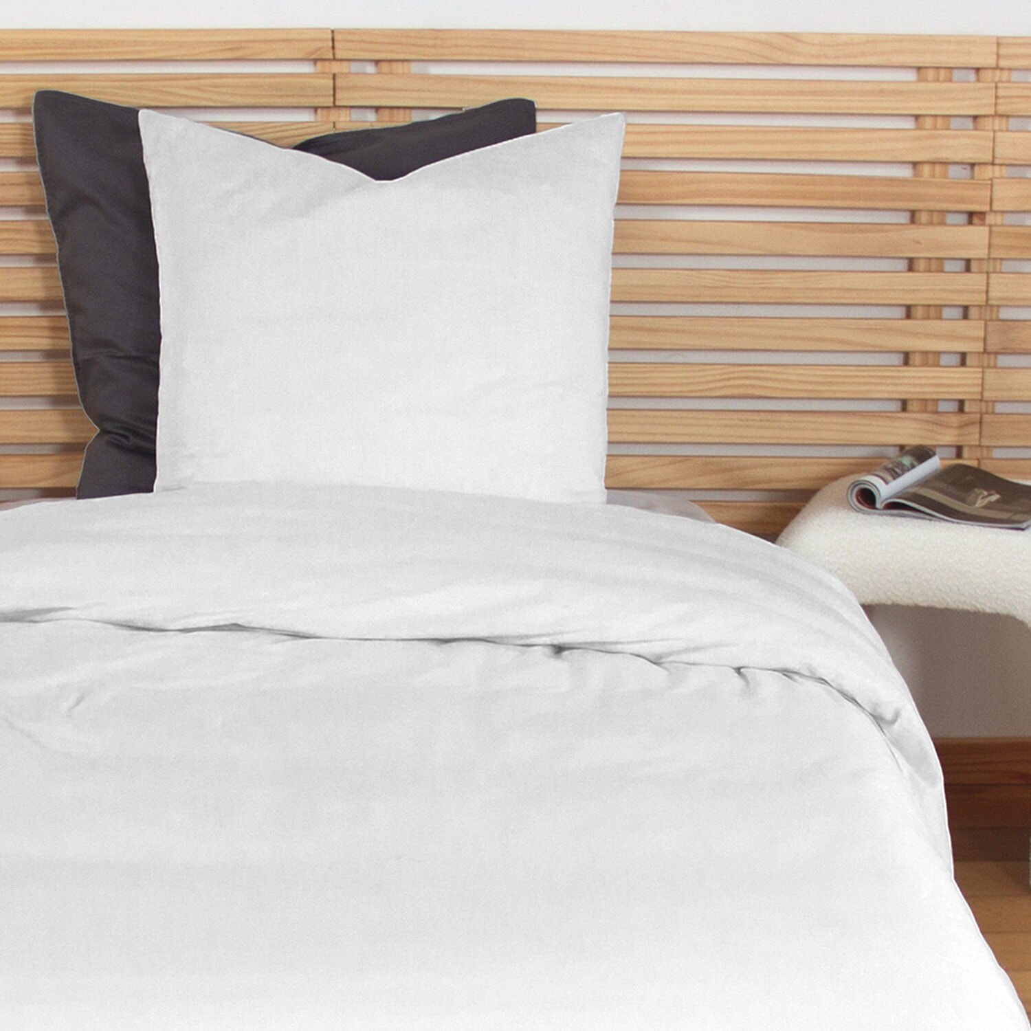 Parure housse de couette coton blanc