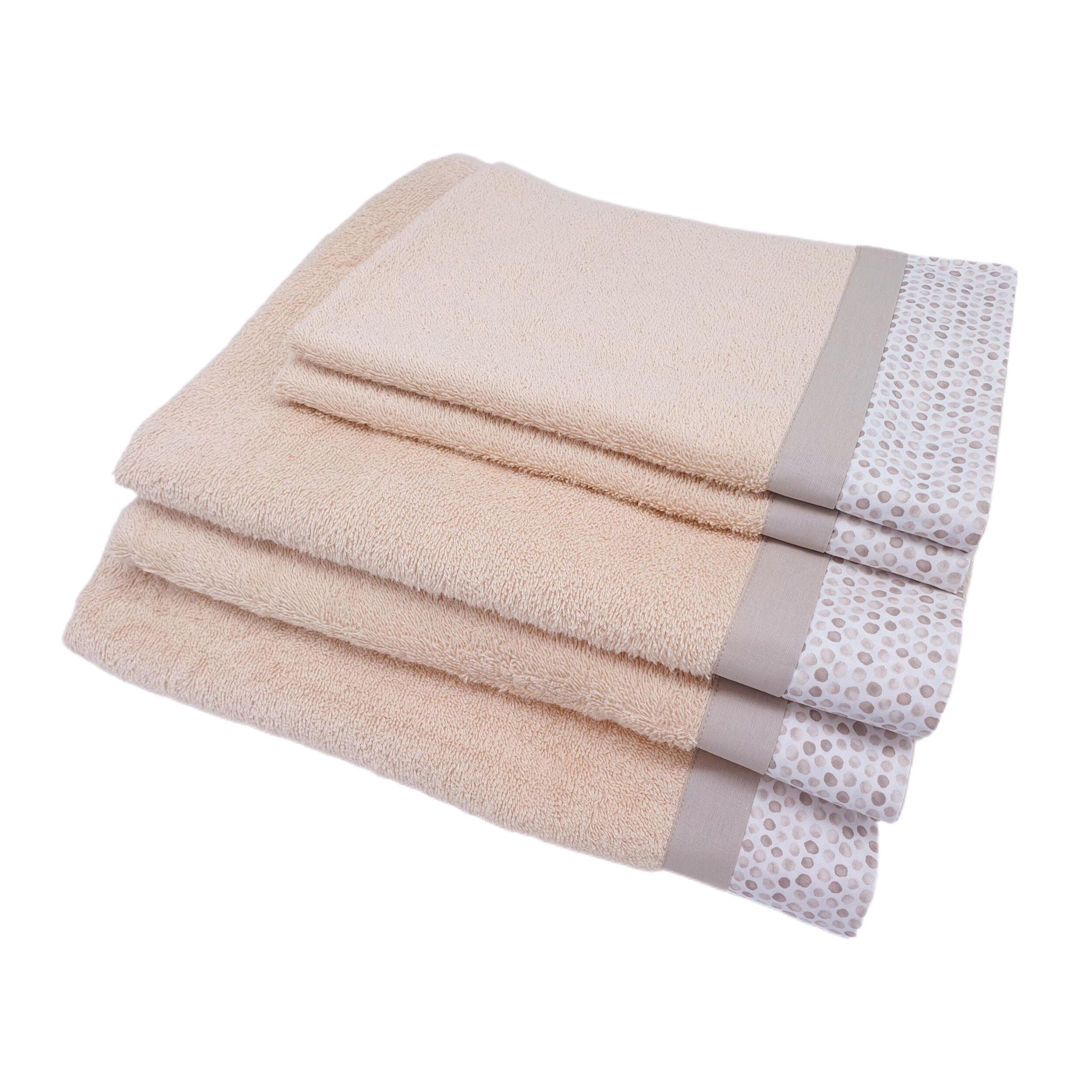 Set Spugna PALLINI 5 Pezzi: 2 Viso+2 Ospite + 1 Telo Bagno - 450 gr/m² - Nocciola - Puro Cotone