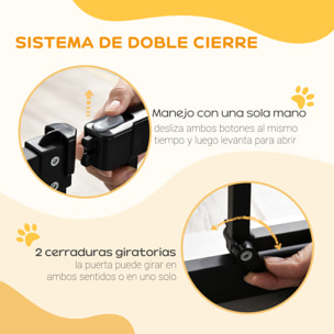 Barrera de Seguridad para Perros Extensible 74-80 cm para Puertas y Escaleras Puerta de Seguridad para Mascotas con Extensiones Montaje a Presión y Doble Bloqueo Negro