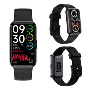 Braccialetto intelligente T54B con monitor della pressione e O2. Vari modelli sportivi, notifiche delle app.